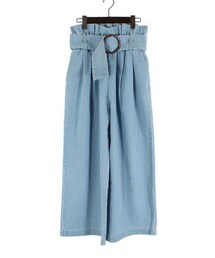 STYLEBLOCK | デニムハイウエストベルト付きワイドパンツ(その他パンツ)
