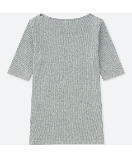 UNIQLO（ユニクロ）の「リブボートネックT（5分袖）（Tシャツ/カットソー・レディース・PINK 12/NAVY 69/BEIGE 31/BLACK 09/BLUE 67/WHITE 00/GRAY 03/DARK GRAY 08・L/3XL/XL/S/XS/XXL/M）」の4枚目の写真