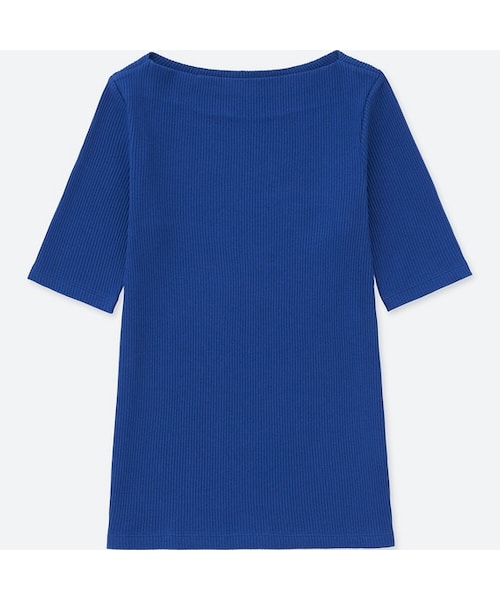 UNIQLO（ユニクロ）の「リブボートネックT（5分袖）（Tシャツ/カットソー・レディース・PINK 12/NAVY 69/BEIGE 31/BLACK 09/BLUE 67/WHITE 00/GRAY 03/DARK GRAY 08・L/3XL/XL/S/XS/XXL/M）」の8枚目の写真