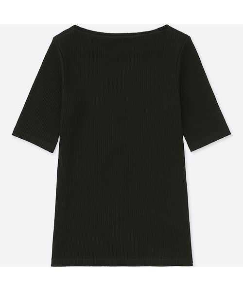UNIQLO（ユニクロ）の「リブボートネックT（5分袖）（Tシャツ/カットソー・レディース・PINK 12/NAVY 69/BEIGE 31/BLACK 09/BLUE 67/WHITE 00/GRAY 03/DARK GRAY 08・L/3XL/XL/S/XS/XXL/M）」の3枚目の写真