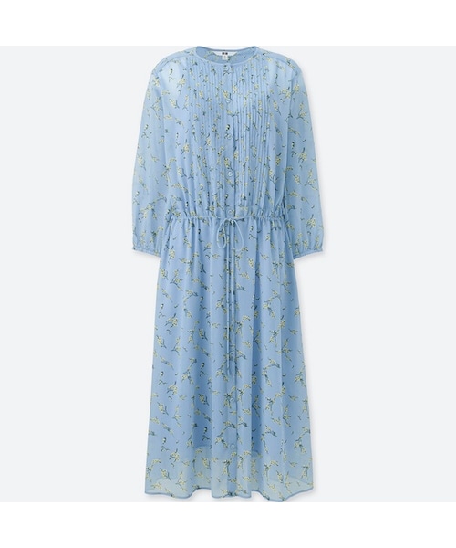 UNIQLO（ユニクロ）の「シフォンプリントワンピース（7分袖）（ワンピース・レディース・BLACK 09/RED 16/LIGHT BLUE 60・S/XXL/XL/L/M/XS）」の2枚目の写真
