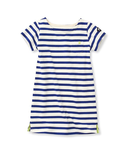 Ano Ne アノネ の ほおずりしたくなるふわのび天じくのボーダー半袖ワンピース ロイヤルブルー ホワイト ガールズ ワンピース Wear