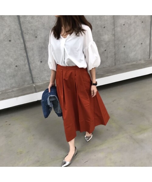 copine(コピン)の「【期間限定価格】綿ツイルサッシュベルト付きタックカラースカート【クリックポスト対象商品】(スカート・レディース・その他)」の6枚目の写真