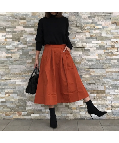 copine(コピン)の「【期間限定価格】綿ツイルサッシュベルト付きタックカラースカート【クリックポスト対象商品】(スカート・レディース・その他)」の1枚目の写真