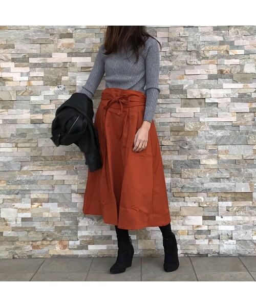 copine(コピン)の「【期間限定価格】綿ツイルサッシュベルト付きタックカラースカート【クリックポスト対象商品】(スカート・レディース・その他)」の3枚目の写真