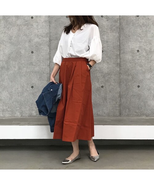 copine(コピン)の「【期間限定価格】綿ツイルサッシュベルト付きタックカラースカート【クリックポスト対象商品】(スカート・レディース・その他)」の7枚目の写真