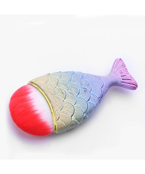 【メイクブラシ】マーメイド チーク フェイス 魚 インスタ映え 別売り専用ケース 選べる3カラー