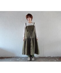 Handmade | COCOLO ワンピ－スエプロン（Cotton Linen : khaki）(エプロン)