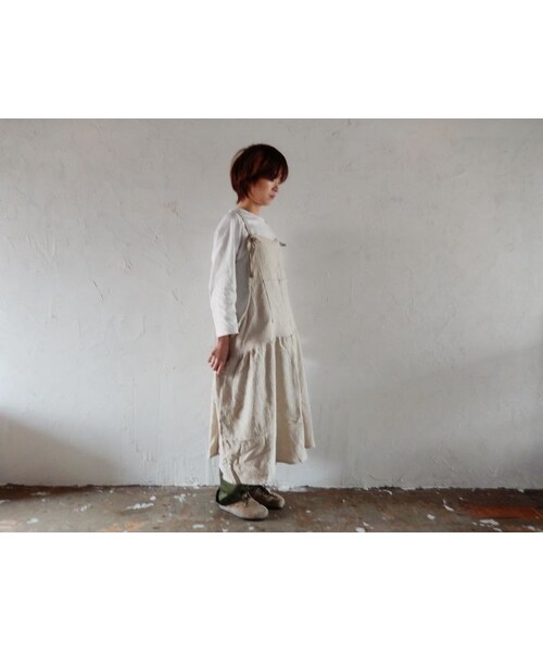 Handmade（ハンドメイド）の「COCOLO ワンピ－スエプロン（Cotton Linen : Off white）（エプロン・レディース・その他）」の2枚目の写真