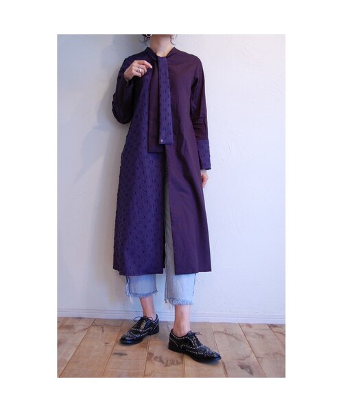 no brand（ノーブランド）の「ボウタイシャツワンピース（ワンピース・レディース・その他）」の3枚目の写真