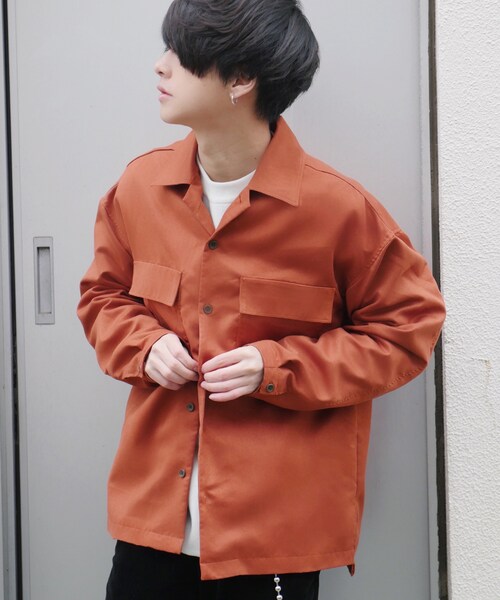 LIDNM(リドム)の「マイクロスウェードシャツアウター(シャツ/ブラウス・メンズ・オレンジ・S,M,L)」の2枚目の写真