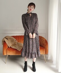 DHOLIC | ボウタイフローラルロングワンピース(ワンピース)