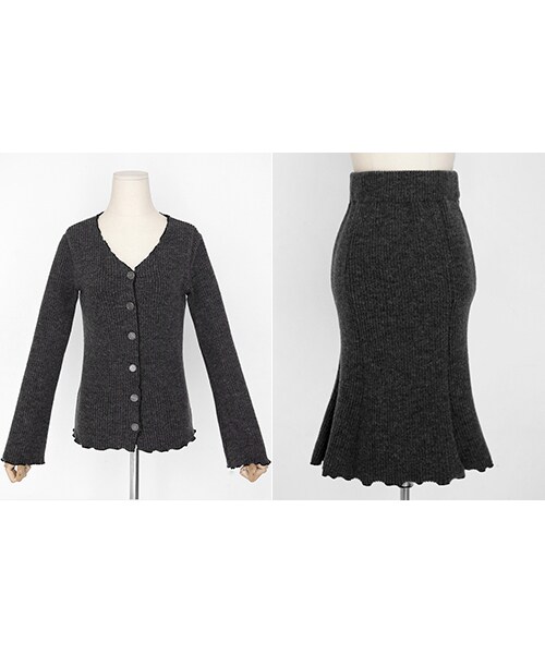 DHOLIC（ディーホリック）の「ウェーブヘムカーディガン＆スカートSET（アンサンブル・レディース・ブラウン/グレー/ブルー・FREE）」の2枚目の写真