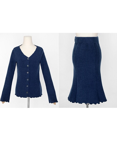 DHOLIC（ディーホリック）の「ウェーブヘムカーディガン＆スカートSET（アンサンブル・レディース・ブラウン/グレー/ブルー・FREE）」の3枚目の写真