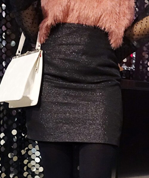 DHOLIC（ディーホリック）の「2TYPEタイトミニスカート（スカート・レディース・ゴールド/その他/ブラック・S/M）」の3枚目の写真