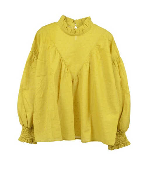 STYLEBLOCK（スタイルブロック）の「フリルネックギャザーブラウス（シャツ/ブラウス・レディース・ホワイト/ラベンダー/イエロー/ピンク/ブラック・M）」の5枚目の写真