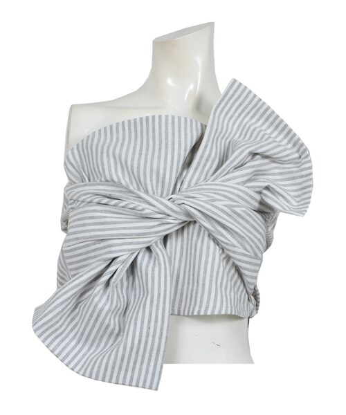 STYLEBLOCK（スタイルブロック）の「ストライプツイストリボンビスチェ（シャツ/ブラウス・レディース・ベージュ/グレー/ブルー/ブラック・M）」の3枚目の写真
