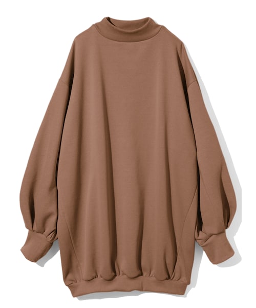 GRL（グレイル）の「ハイネックボリュームスリーブスエットワンピース（ワンピース・レディース・ブラック/ピンク/グレー/モカ・F）」の3枚目の写真