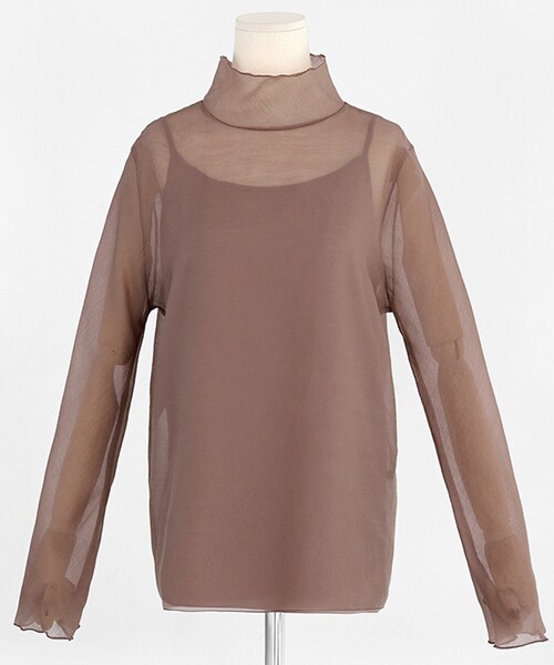 DHOLIC（ディーホリック）の「キャミSETハイネックシアーブラウス（シャツ/ブラウス・レディース・ブラック/ベージュ/グレー/ブラウン・FREE）」の3枚目の写真