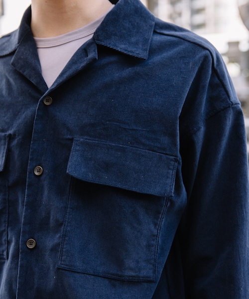 LIDNM（リドム）の「コーデュロイミリタリーシャツアウター（シャツ/ブラウス・メンズ・ブルー・S,M,L）」の8枚目の写真