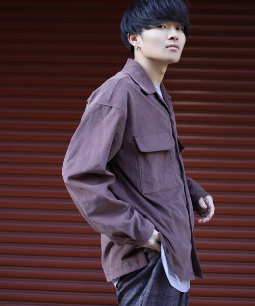 LIDNM（リドム）の「コーデュロイミリタリーシャツアウター（シャツ/ブラウス・メンズ・ブラウン・S,M,L）」の2枚目の写真