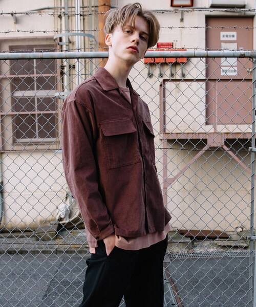 LIDNM（リドム）の「コーデュロイミリタリーシャツアウター（シャツ/ブラウス・メンズ・ブラウン・S,M,L）」の8枚目の写真