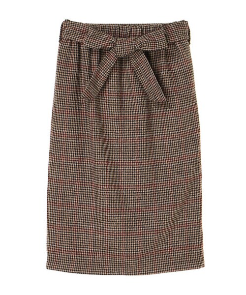 E hyphen world gallery（イーハイフンワールドギャラリー）の「・チェックペンシルスカート（スカート・ライトグレー/グレー/ベージュ・F）」の9枚目の写真