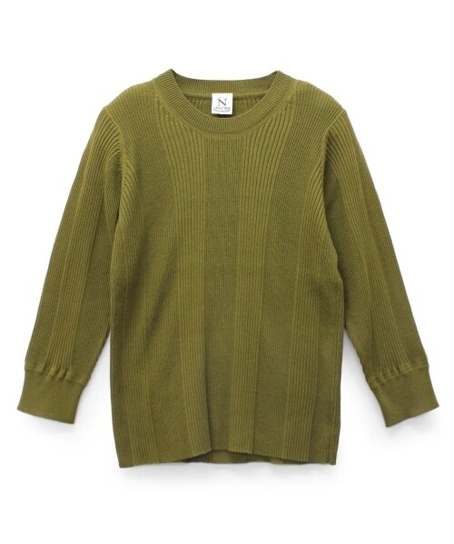 RNA-N（アールエヌエーエヌ）の「変形リブ5分袖プルオーバー（トップス・レディース・オフホワイト/ブラック/カーキ/杢グレー・M）」の3枚目の写真