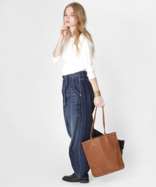 RNA-N（アールエヌエーエヌ）の「変形リブ5分袖プルオーバー（トップス・レディース・オフホワイト/ブラック/カーキ/杢グレー・M）」の20枚目の写真