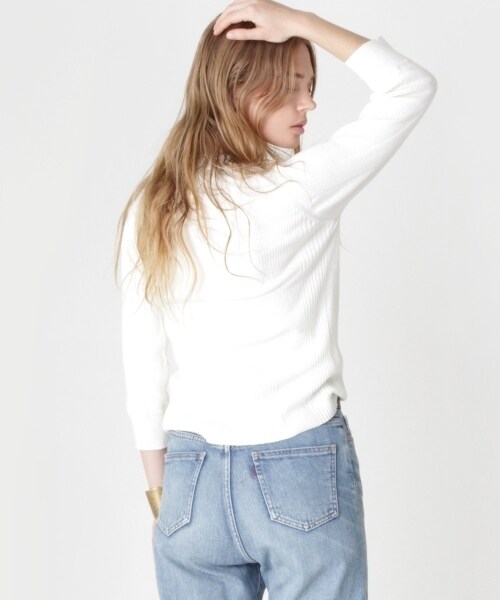 RNA-N（アールエヌエーエヌ）の「変形リブ5分袖プルオーバー（トップス・レディース・オフホワイト/ブラック/カーキ/杢グレー・M）」の13枚目の写真