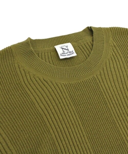 RNA-N（アールエヌエーエヌ）の「変形リブ5分袖プルオーバー（トップス・レディース・オフホワイト/ブラック/カーキ/杢グレー・M）」の6枚目の写真