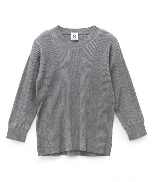 RNA-N（アールエヌエーエヌ）の「変形リブ5分袖プルオーバー（トップス・レディース・オフホワイト/ブラック/カーキ/杢グレー・M）」の4枚目の写真