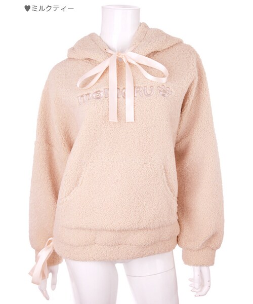 Bobon21（ボボンニジュウイチ）の「クマ耳モコモコパーカー-全３色-（パーカー・レディース・ホワイト/ベージュ/ピンク・S/M）」の2枚目の写真