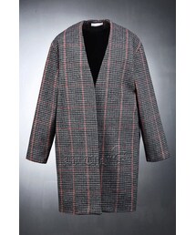 ByTheR | ガウン風チェックコート(ノーカラージャケット)