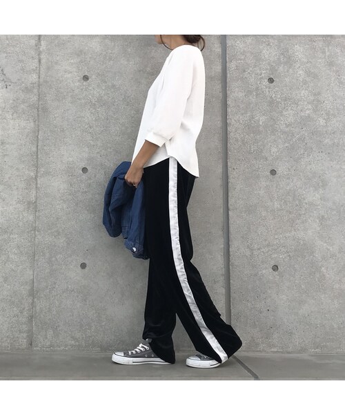 copine（コピン）の「ベロアラインワイドパンツ【クリックポスト対象商品】（その他パンツ・レディース・その他）」の2枚目の写真