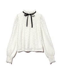 GRL | リボン付フリルネックレーストップス(Tシャツ/カットソー)