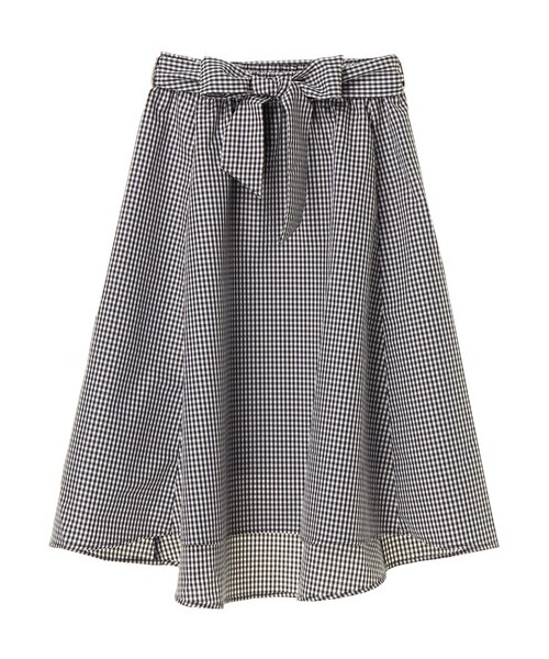 E hyphen world gallery(イーハイフンワールドギャラリー)の「リボン付ミディフレアスカート(スカート・ベージュ/カーキ/ギンガムチェック・F)」の8枚目の写真