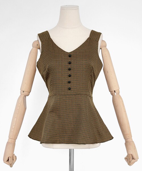 DHOLIC（ディーホリック）の「ハウンドトゥースフレアビスチェ（ベスト・レディース・ベージュ/ブラウン・FREE）」の2枚目の写真