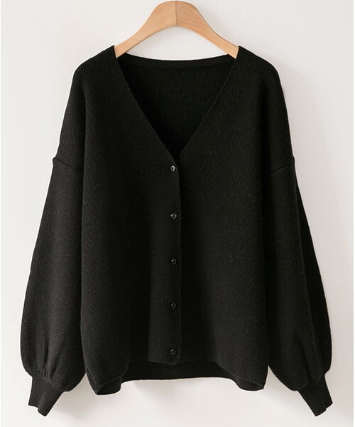 fd style（エフディ スタイル）の「[22XX]Vネックパフスリーブカーディガン（カーディガン/ボレロ・レディース・ブルー/グレー/ブラック/イエロー・1(XS-L)）」の2枚目の写真