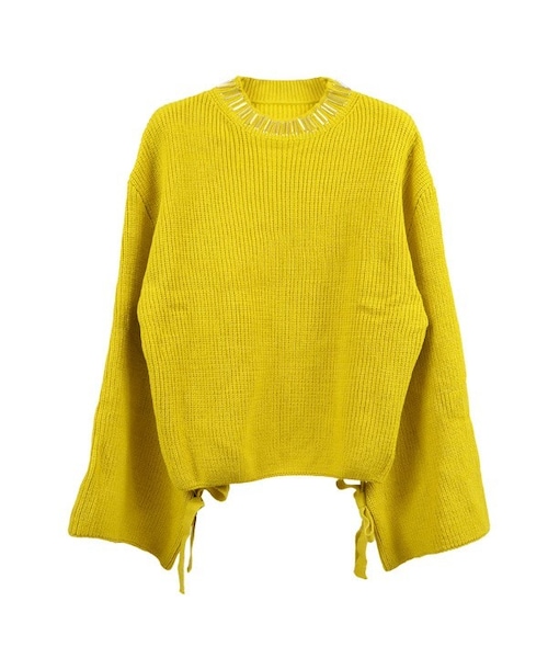 STYLEBLOCK（スタイルブロック）の「ビジュー付き袖リボンニット（ニット/セーター・レディース・ホワイト/オレンジ/イエロー・F）」の2枚目の写真