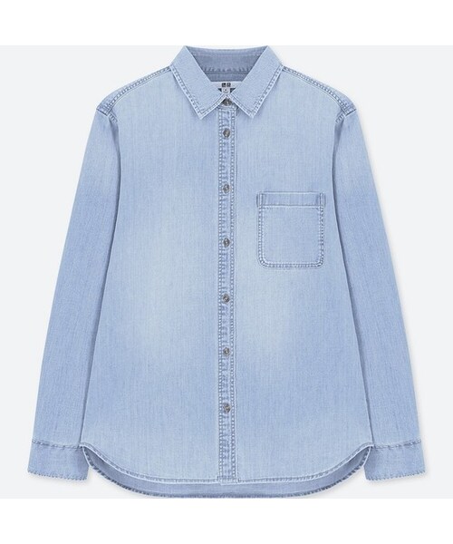 UNIQLO（ユニクロ）の「デニムシャツ（長袖）＋EC（シャツ/ブラウス・レディース・NAVY 69/BLUE 67/LIGHT BLUE 60/BLUE 63・L/S/XS/XXL/M/XL/3XL）」の4枚目の写真