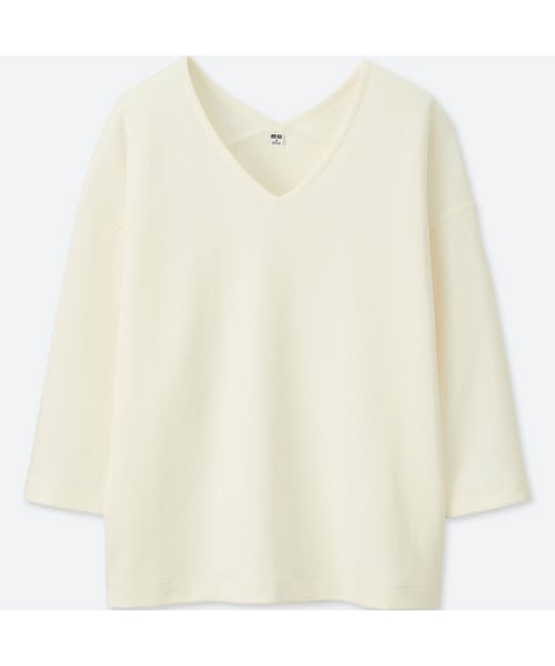 UNIQLO（ユニクロ）の「ミラノリブプルオーバー（7分袖）（Tシャツ/カットソー・レディース・BLACK 09/GRAY 03/OFF WHITE 01/BEIGE 31/PINK 12・XL/S/XS/3XL/L/XXL/M）」の2枚目の写真