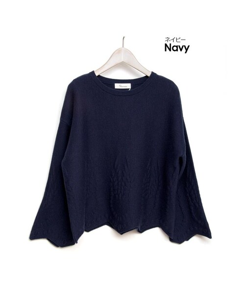 Sheson（シーズン）の「Sheson(シーズン)デザインニットプルオーバー（ニット/セーター・レディース・パープル/ベージュ/ブルー・FREE）」の3枚目の写真