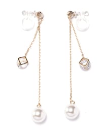 GRL | パール＆キュービックジルコニアチェーンイヤリング(イヤリング)