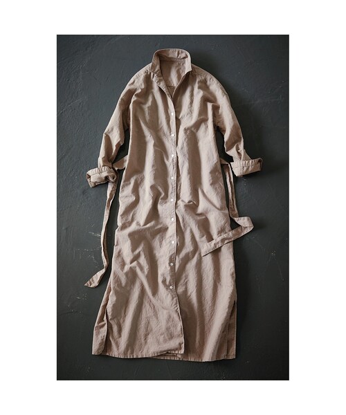 Iedit イディット の Iedit コットンリネンのロングシャツワンピース グレージュ ワンピース Wear