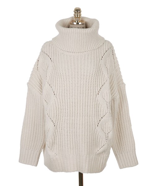 DINT（ディント）の「スペースクルーラーポロニットトップ（ニット/セーター・レディース・Green/White/Grey・one(44~66size)）」の2枚目の写真