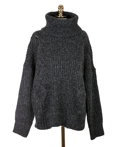 DINT（ディント）の「スペースクルーラーポロニットトップ（ニット/セーター・レディース・Green/White/Grey・one(44~66size)）」の3枚目の写真