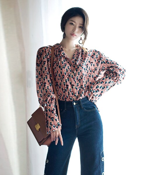 DINT(ディント)の「甘いpatternedカフスブラウス(シャツ/ブラウス・レディース・Pink/Yellow/Blue・one(44~66size))」の1枚目の写真