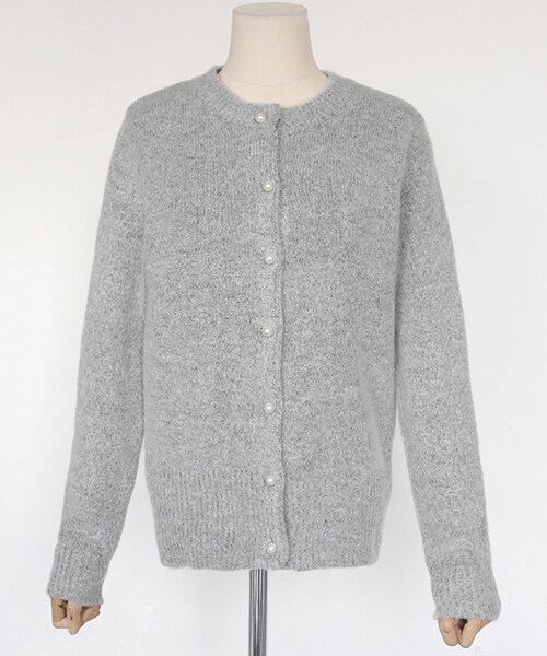 DHOLIC（ディーホリック）の「パールボタンラウンドカーディガン（カーディガン/ボレロ・レディース・ブラック/ホワイト/グレー/ブルー・FREE）」の3枚目の写真