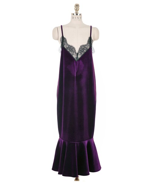 DINT（ディント）の「モブレーレース配色ベルベットワンピース（ワンピース・レディース・Purple/Black・one(44~66size)）」の3枚目の写真